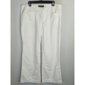 LRL Lauren Jeans Co. White Wide Leg Cotton Pants Womens Sz. 14 Casual Minimalist